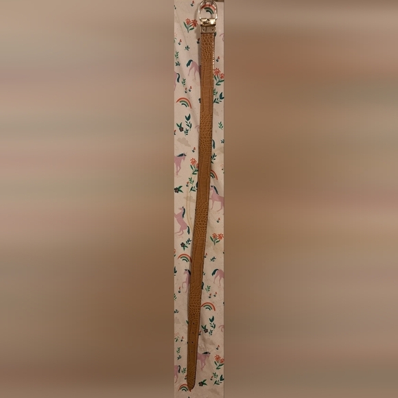 EUC Lauren Ralph Lauren Tan & Mocha Croc Reverse Boho Casual Neutral Belt 36in - Picture 5 of 6